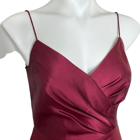 Alfred Sung draped faux wrap cocktail dress pockets burgundy NWT 6 - Picture 5 of 7